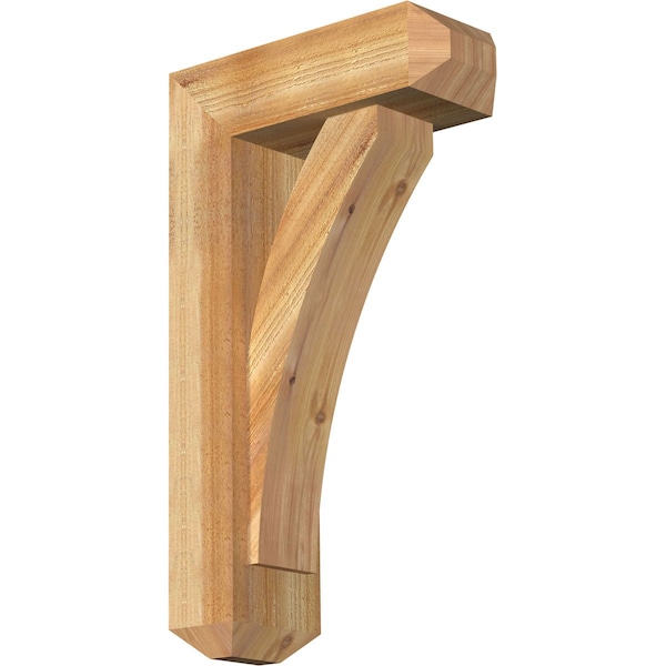Ekena Millwork Thorton Craftsman Rough Sawn Bracket w/ Offset Brace, Western Red Cedar, 6"W x 16"D x 28"H BKT0604X16X28THR04RWR - main